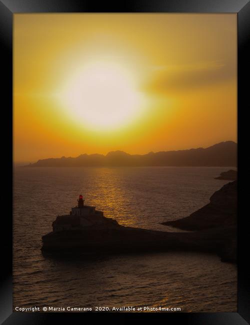 Sunset over Bonifacio, Corsica Island, France Framed Print by Marzia Camerano