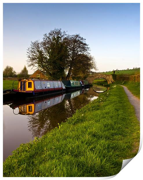 Evening on the canal Print by David (Dai) Meacham