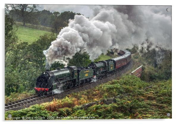 Two Southern Railways Locomotives in the rain Acrylic by Steve H Clark