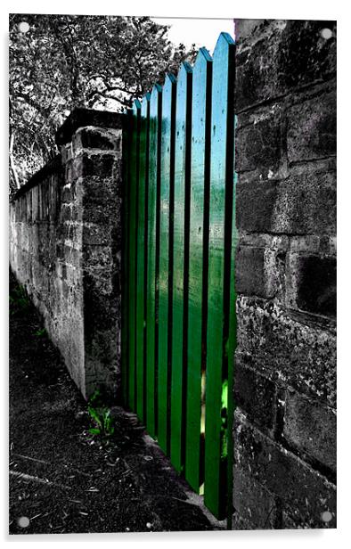the green gate Acrylic by Heather Newton