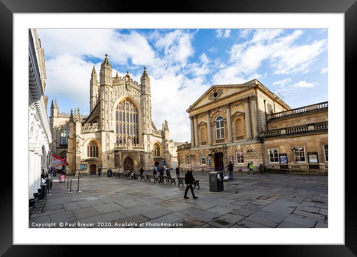 Bath Abbey and the Pump Room Framed Mounted Print by Paul Brewer