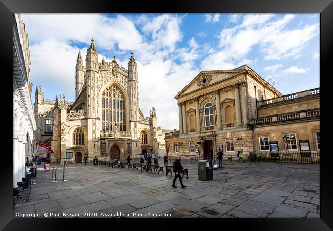 Bath Abbey and the Pump Room Framed Print by Paul Brewer