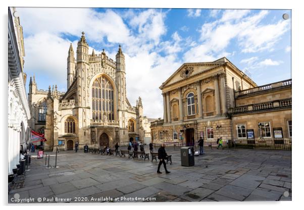 Bath Abbey and the Pump Room Acrylic by Paul Brewer