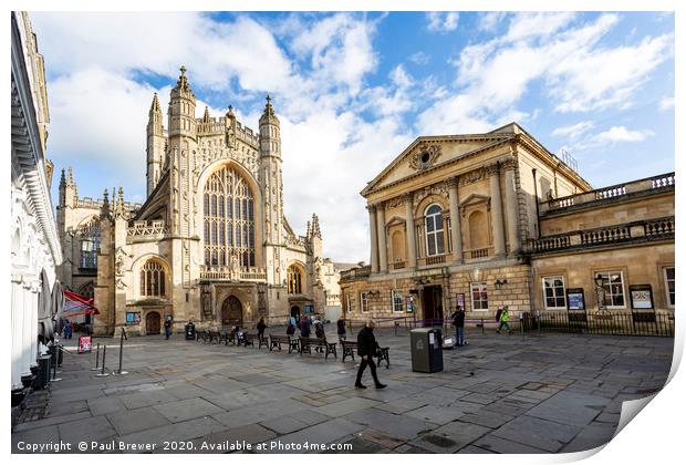 Bath Abbey and the Pump Room Print by Paul Brewer
