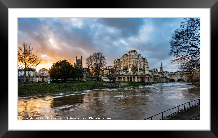 River Avon and Pulteney Bridge Bath Framed Mounted Print by Paul Brewer