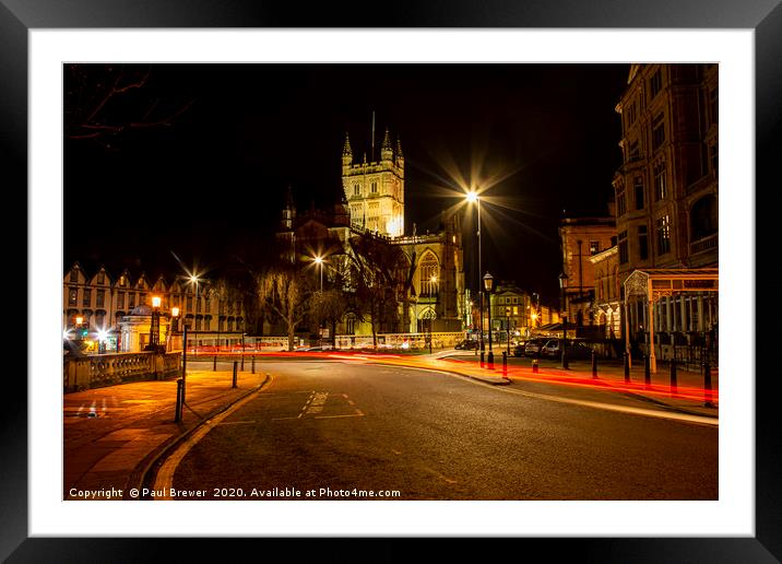 Bath Abbey at night Framed Mounted Print by Paul Brewer