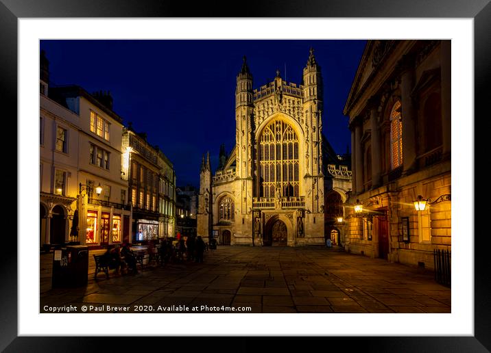 Bath Abbey at night Framed Mounted Print by Paul Brewer