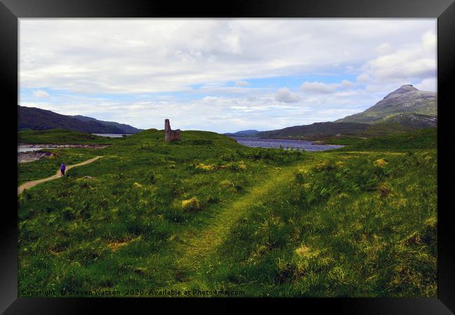 Ardvreck Castle and Quinag Framed Print by Steven Watson