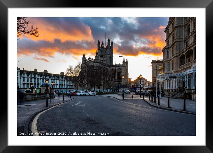 Bath Abbey at Sunset Framed Mounted Print by Paul Brewer