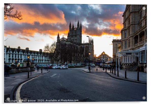 Bath Abbey at Sunset Acrylic by Paul Brewer