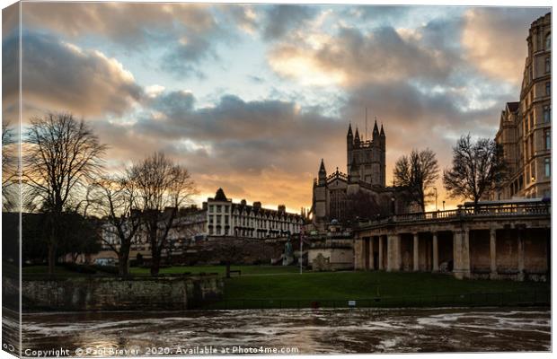 Bath Abbey and Parade Gardens Sunset Canvas Print by Paul Brewer