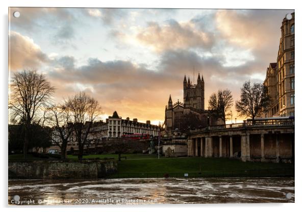 Bath Abbey and Parade Gardens at Sunset Acrylic by Paul Brewer