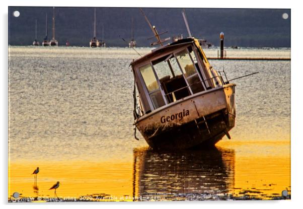 Boats & Birdie Sunrise Acrylic by Shaun Carling
