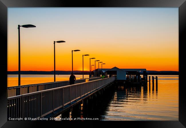 Sunrise Over Victoria Point Jetty Framed Print by Shaun Carling