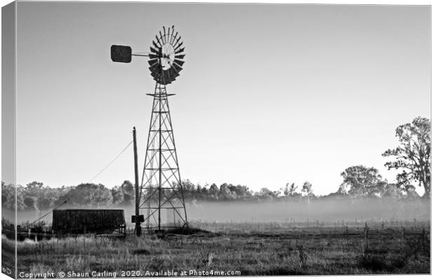 Misty Morning In The Outback Canvas Print by Shaun Carling