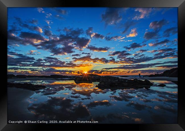 Snapper Rocks Sunrise Framed Print by Shaun Carling