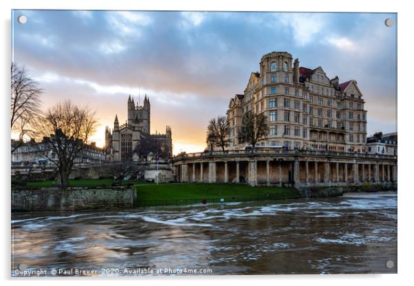 Bath Abbey and Parade Gardens Acrylic by Paul Brewer