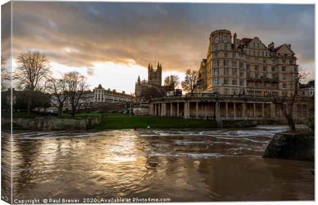 Bath Abbey and Parade Gardens Canvas Print by Paul Brewer