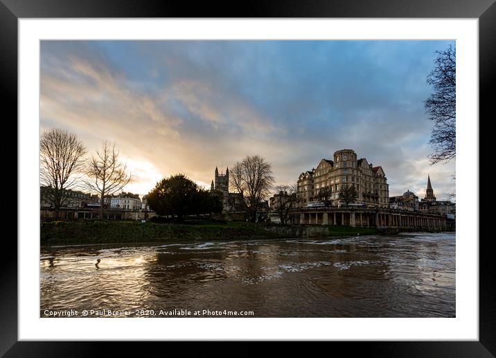 Bath Abbey At Sunset in Winter Framed Mounted Print by Paul Brewer
