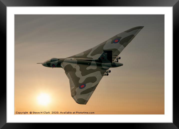 Avro Vulcan Sunset Framed Mounted Print by Steve H Clark