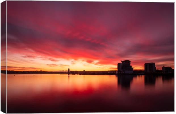 Cardiff Bay sunset Canvas Print by Andrew Richards