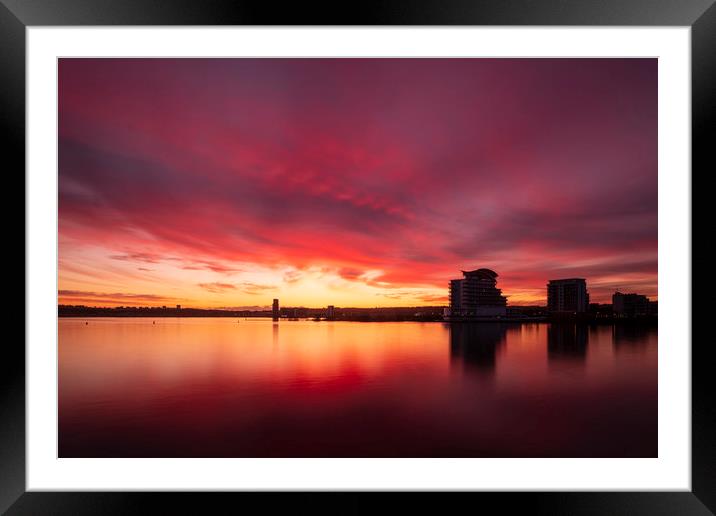 Cardiff Bay sunset Framed Mounted Print by Andrew Richards