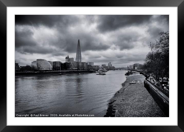 The Shard and the River Thames Framed Mounted Print by Paul Brewer