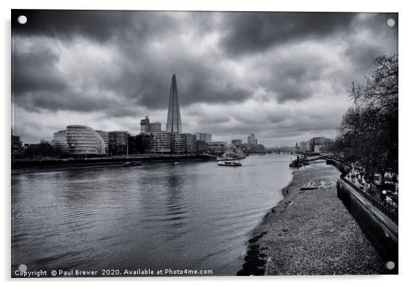 The Shard and the River Thames Acrylic by Paul Brewer