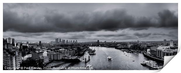 The River Thames looking towards Docklands Print by Paul Brewer