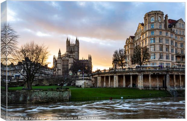 Bath Abbey and Parade Gardens Canvas Print by Paul Brewer