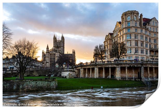 Bath Abbey and Parade Gardens Print by Paul Brewer