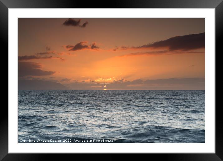 Serene Sunset over the Atlantic Framed Mounted Print by Kasia Design