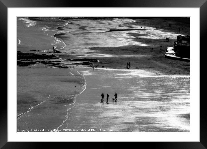 Low Tide at Goodrington Monochrome Framed Mounted Print by Paul F Prestidge