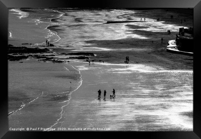 Low Tide at Goodrington Monochrome Framed Print by Paul F Prestidge