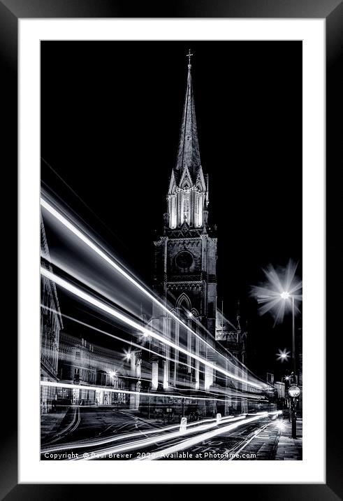 St Michaels Church Bath at Night Framed Mounted Print by Paul Brewer