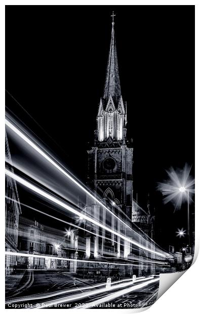 St Michaels Church Bath at Night Print by Paul Brewer