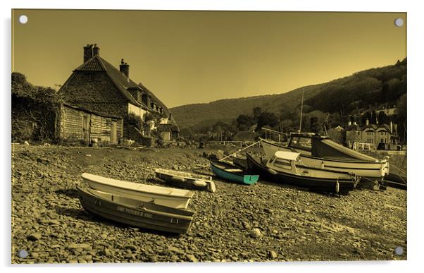 Boats at Porlock Weir Acrylic by Rob Hawkins