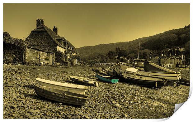 Boats at Porlock Weir Print by Rob Hawkins