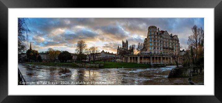 Bath Abbey and River Avon Framed Mounted Print by Paul Brewer