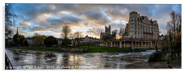 Bath Abbey and River Avon Acrylic by Paul Brewer