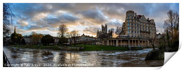 Bath Abbey and River Avon Print by Paul Brewer