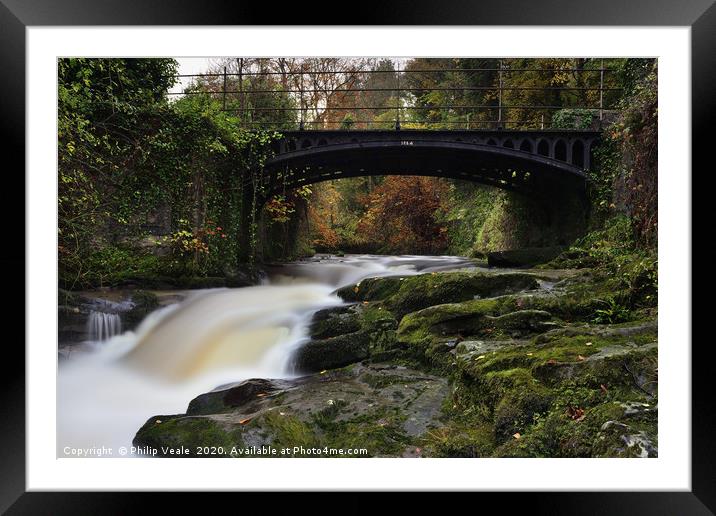 Smarts Bridge over the River Clydach in Autumn. Framed Mounted Print by Philip Veale