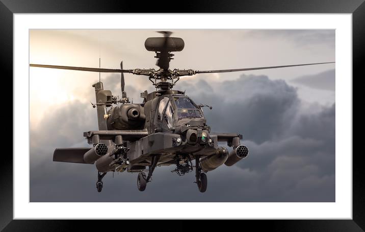 Boeing AH 64 Apache attack helicopter Framed Mounted Print by Chris Jones
