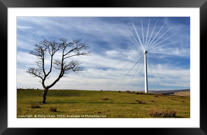 Old Tree, New Turbine. Framed Mounted Print by Philip Veale