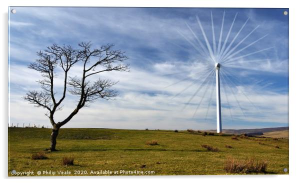 Old Tree, New Turbine. Acrylic by Philip Veale