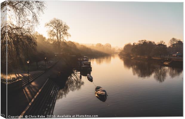 Thames riverside on a foggy morning in Richmond Canvas Print by Chris Rabe