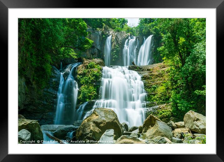 The tapering Nauyaca Waterfalls in Costa rica Framed Mounted Print by Chris Rabe