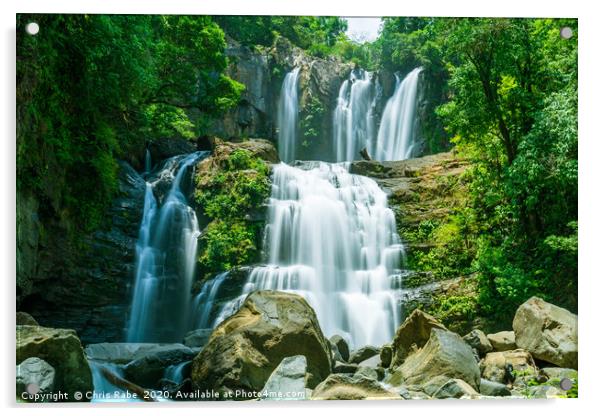 The tapering Nauyaca Waterfalls in Costa rica Acrylic by Chris Rabe