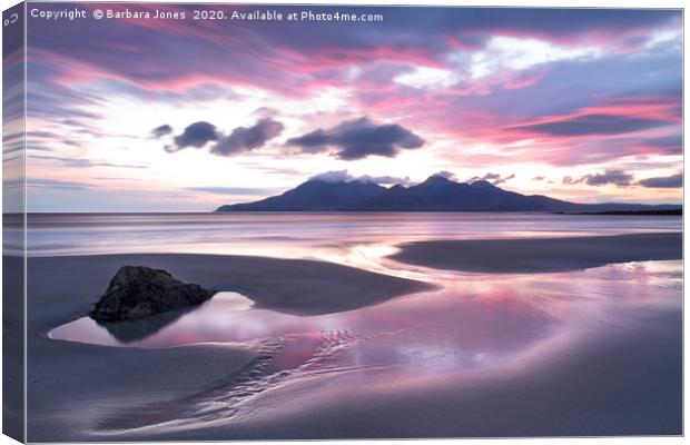 Isle of Eigg Singing Sands Sunset  Scotland Canvas Print by Barbara Jones