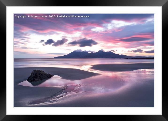 Isle of Eigg Singing Sands Sunset  Scotland Framed Mounted Print by Barbara Jones